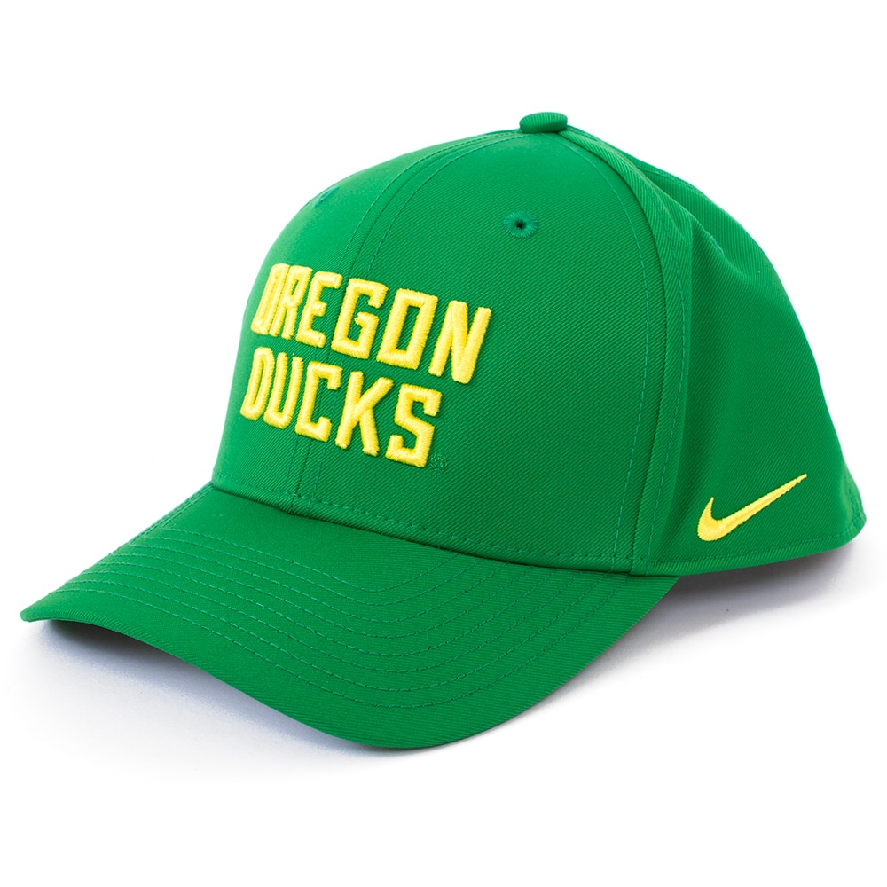 Classic Oregon O, Nike, Green, Curved Bill, Polyester, Accessories, Unisex, Sideline, Rise, Practice, Structured, Adjustable, Hat, 882722